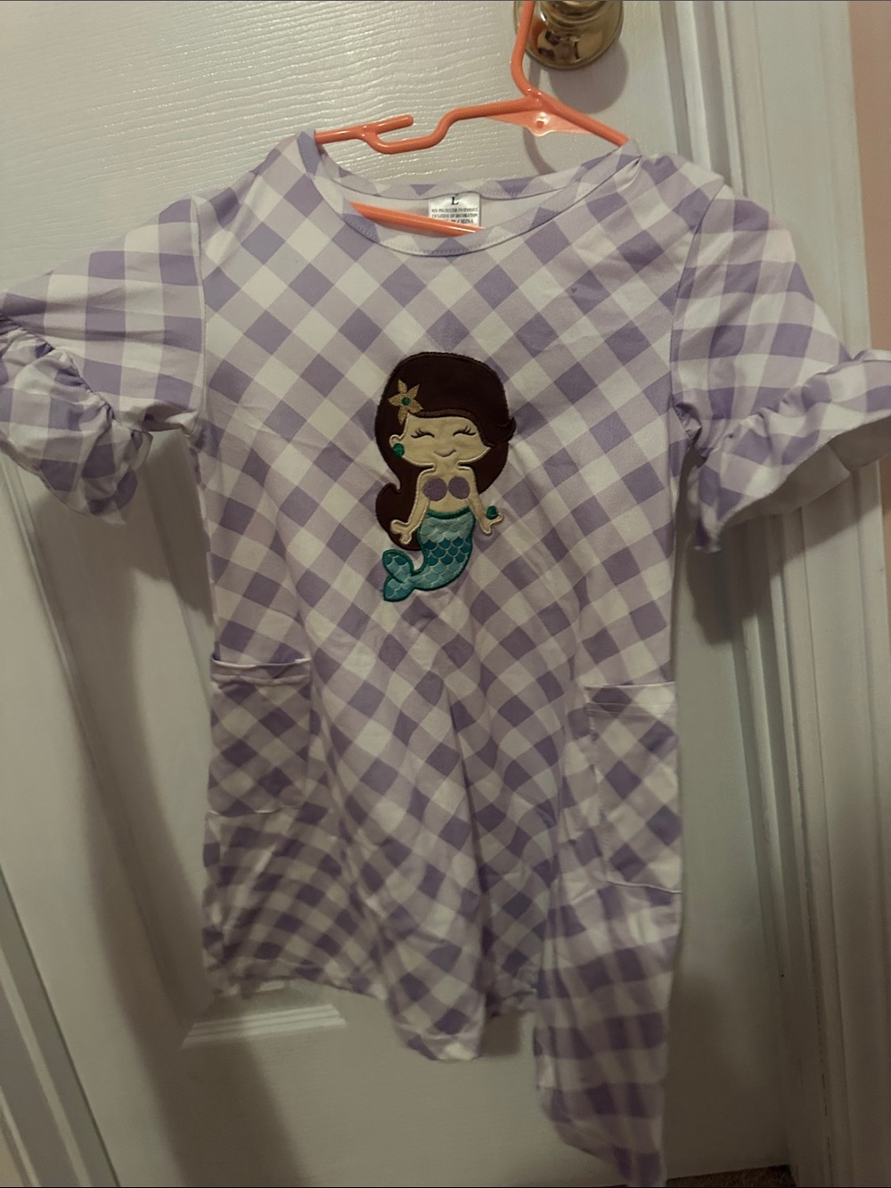 Girls' Lavender Gingham Mermaid Dress